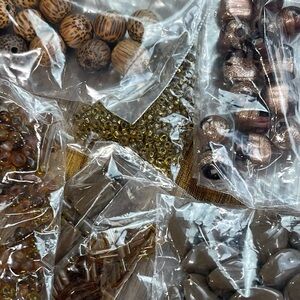 Mixed Bead Assortment in Brown and Bronze Tones Craft Lot DIY Jewelry
